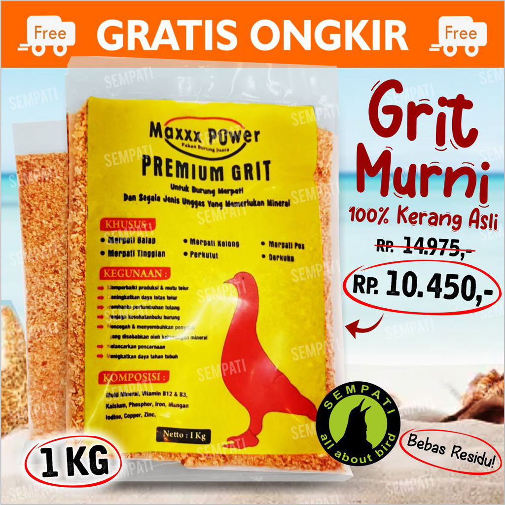 Jual Premium Grit Merpati Kg Maxxx Power Top Grit Asinan Pakan Burung