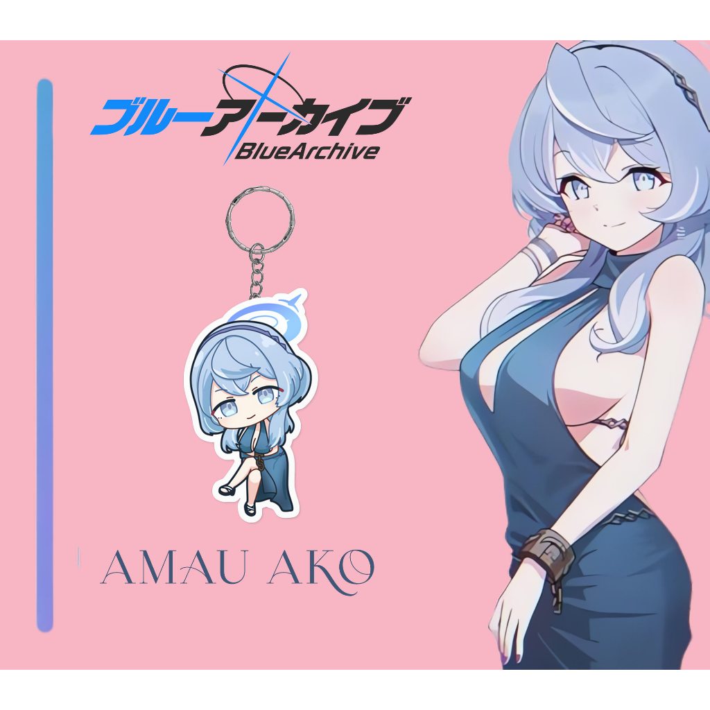 Jual Gantungan Kunci Anime Game Blue Archive Amau Ako Dress Ver Chibi