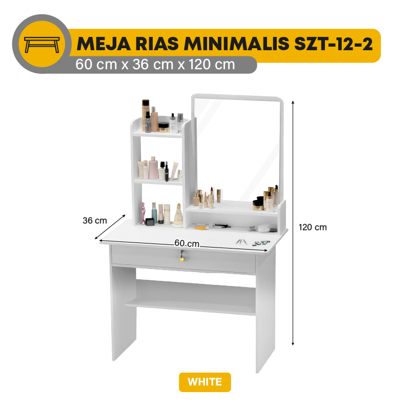 Jual World Home Meja Rias Minimalis Putih Meja Rias Rak Kosmetik