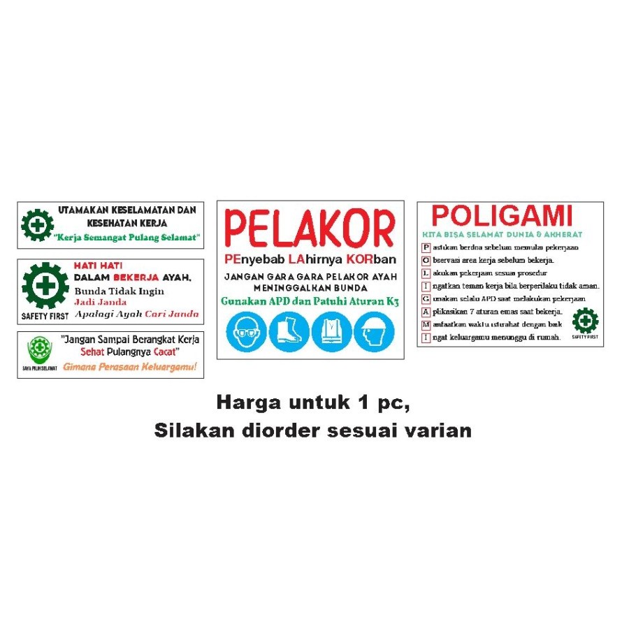 Jual Stiker Lucu Vinyl K3 Keselamatan Kesehatan Kerja Safety First