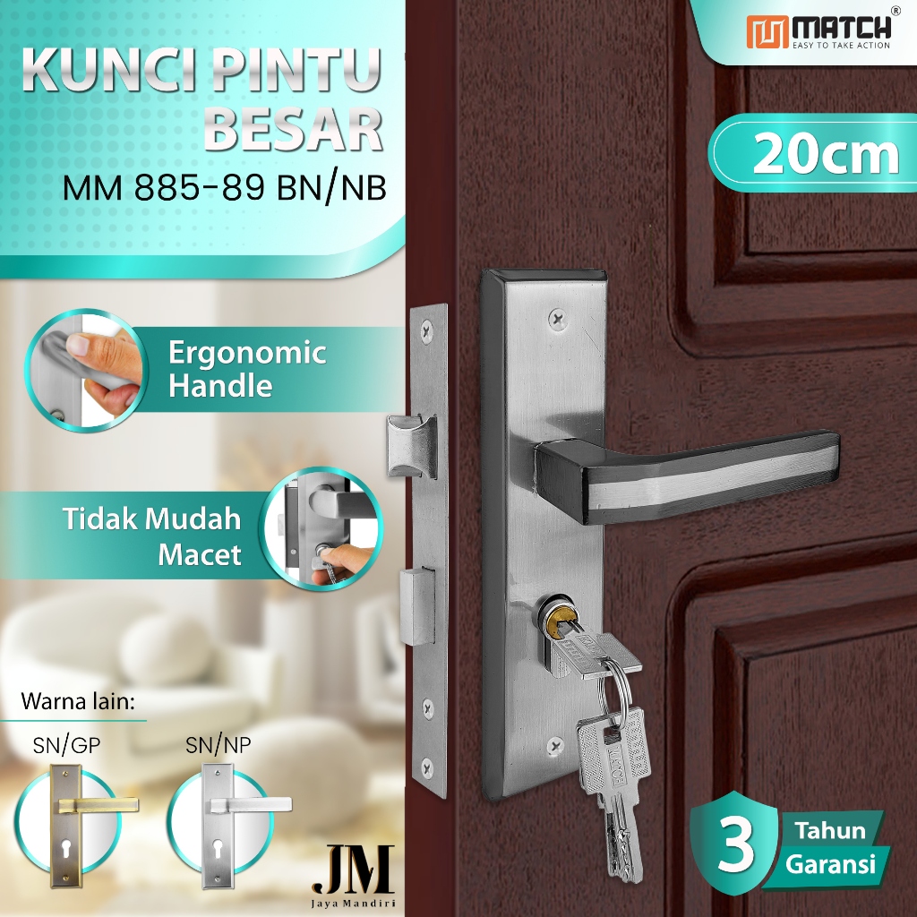 Jual MATCH Kunci Pintu Satu Set Paket Komplit Ukuran Tanggung 20 Cm