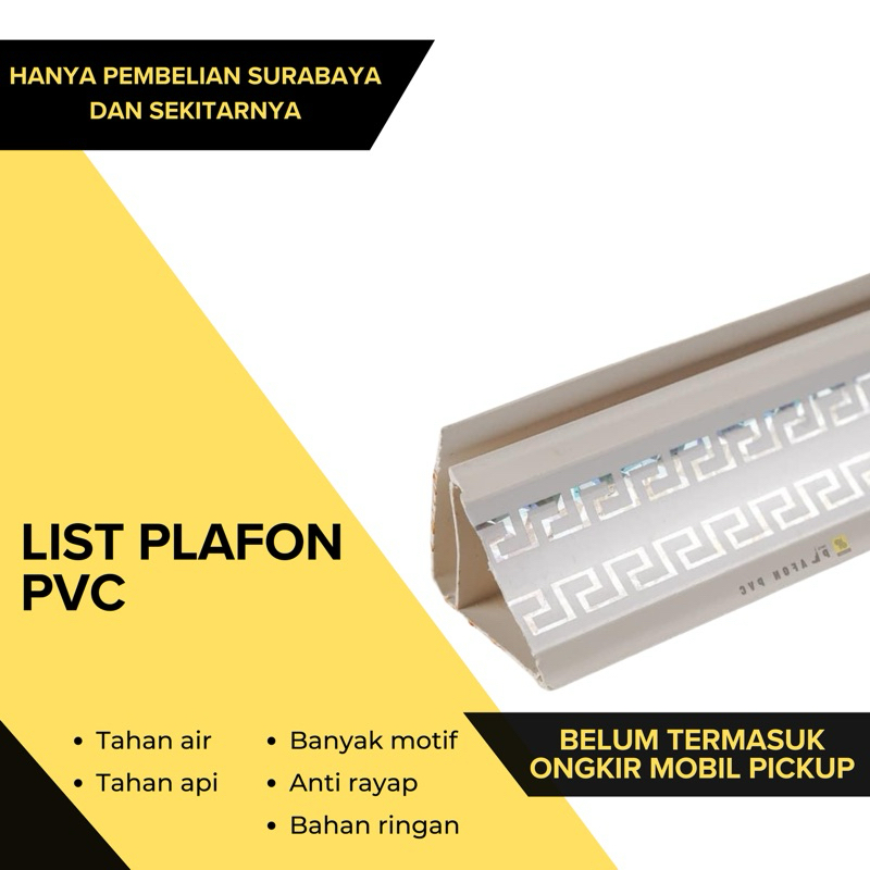 Jual LIST PLAFON PVC LIS PVC PANJANG 4 METER LIS PINGGIR LIS SIKU