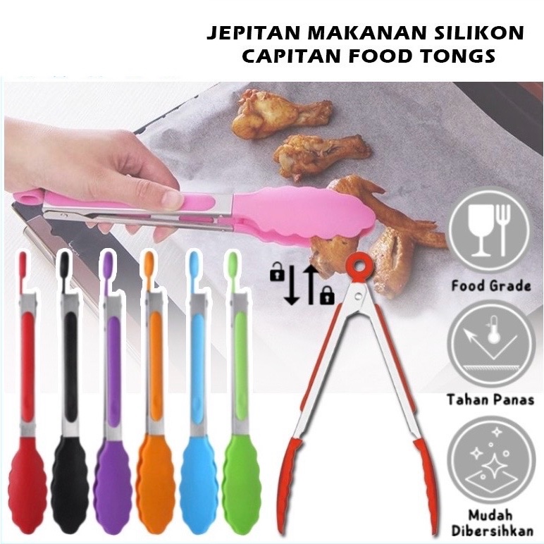 Jual Penjepit Makanan Silicone Stainless Capitan Salad Buah