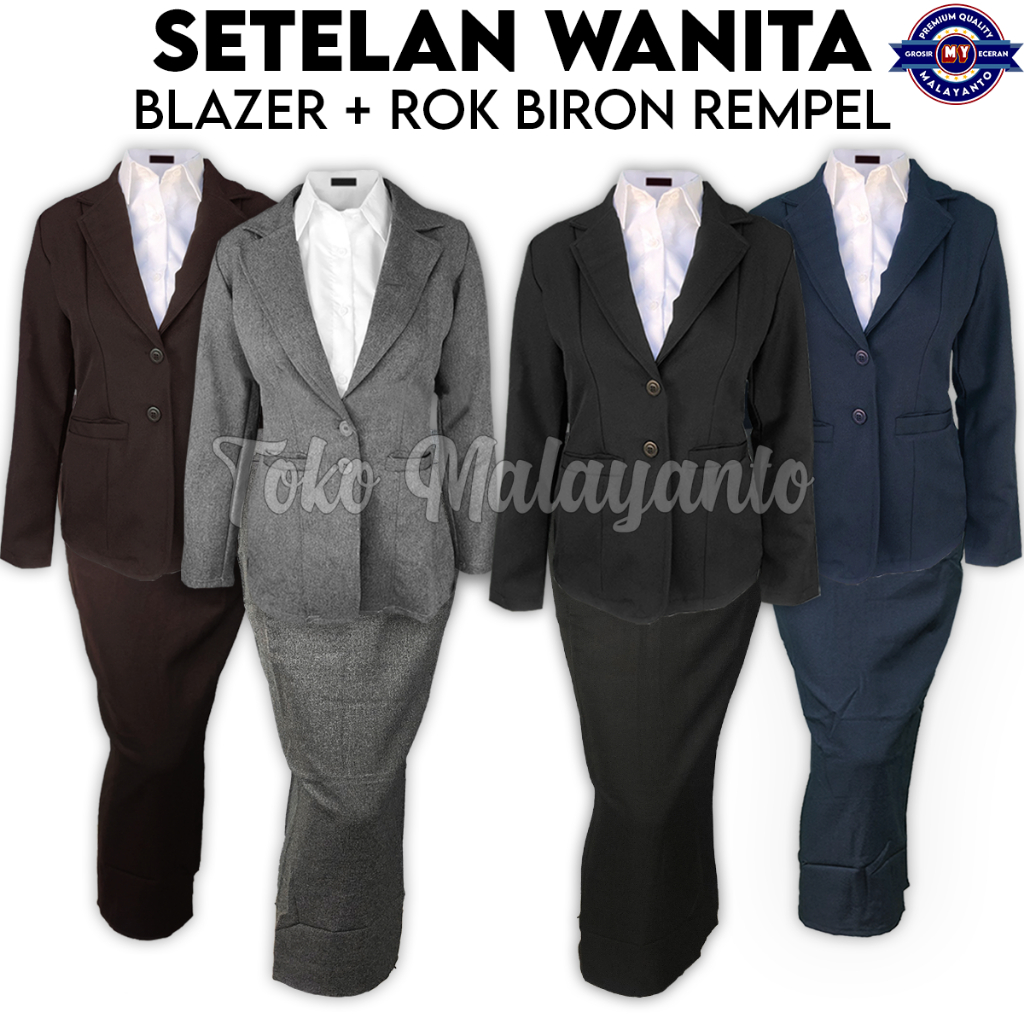 Jual Setelan Jas Permpuan One Set Setelan Blazer Rok Kipas Rampel