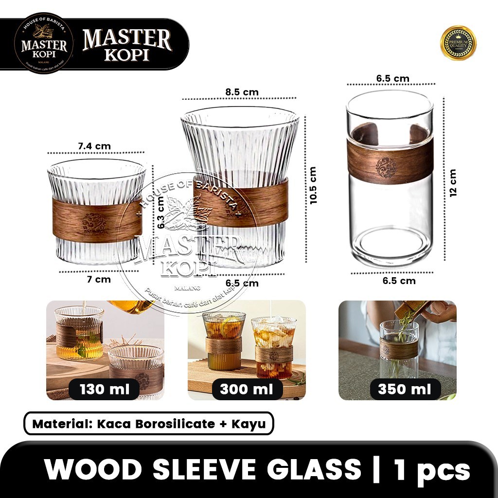 Jual Gelas Kaca Japanese Highball Glass Wood Sleeve Borosilicate Gelas