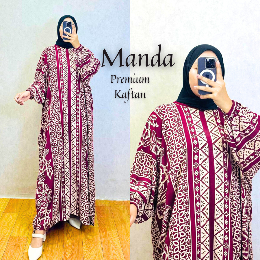 Jual Terbaru Gamis Kaftan Jumbo Motif Githa Adem Cocok Untuk Dirumah