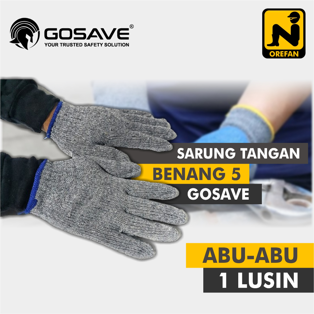 Jual Sarung Tangan Kerja Polos Rajut Safety Benang Gosave Lusin