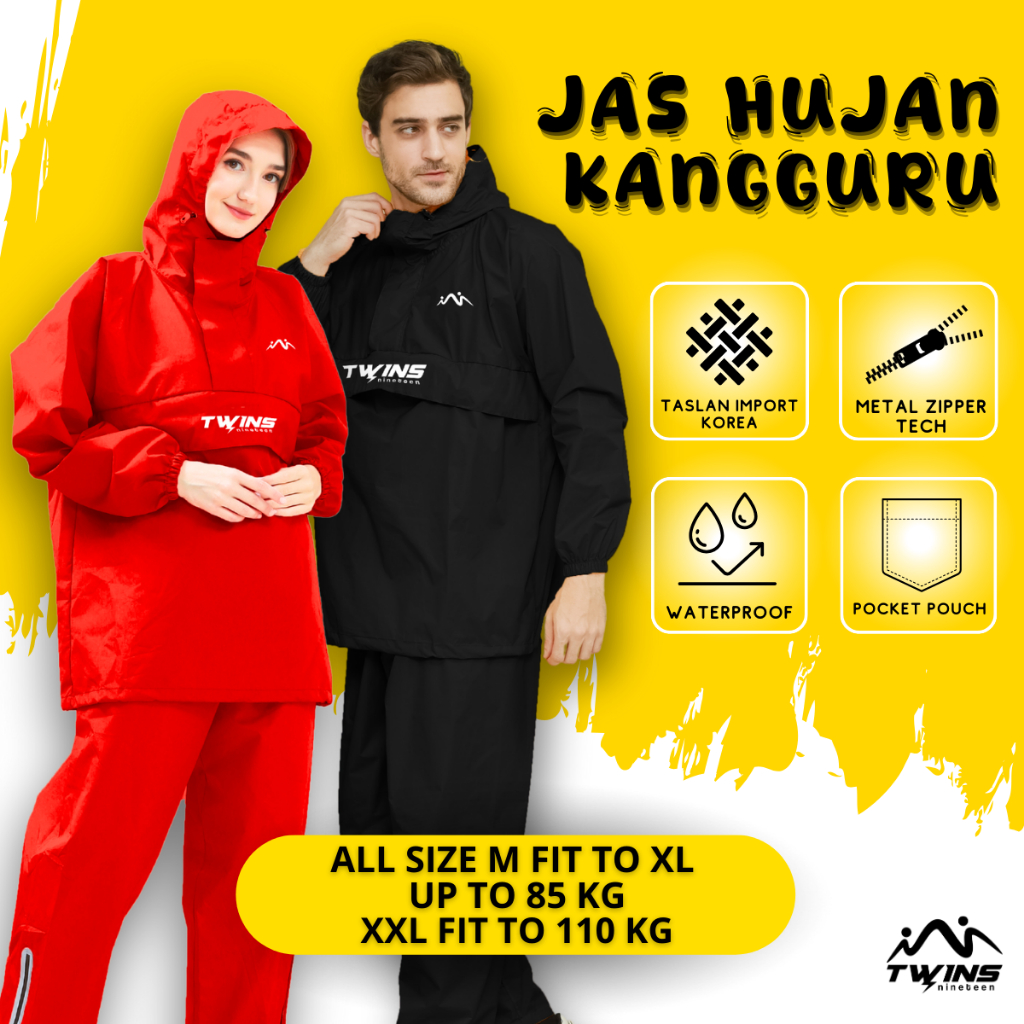 Jual Jas Hujan Twins Jas Hujan Saku Kangguru Pria Wanita Dewasa Anti