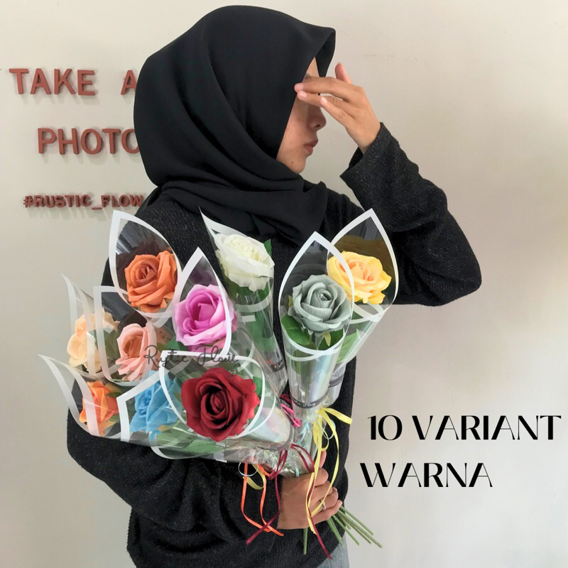 Jual Premium Artificial Single Rose Bouquet Buket Mawar Palsu Satuan