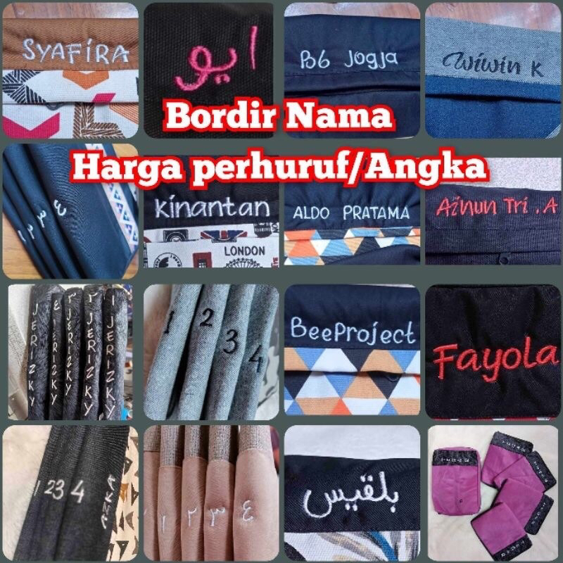 Jual PART 2 TAMBAH BORDIR NAMA HARGA PER 1 HURUF KLIK SEBANYAK