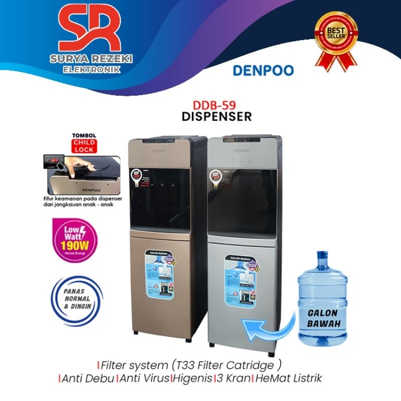 Jual PROMO FREE ONGKIR SEPULAU JAWA DISPENSER DENPOO GALON BAWAH LOW