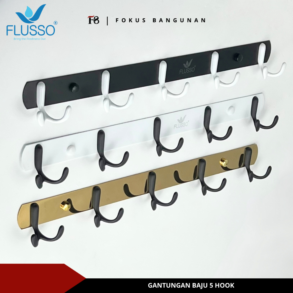 Jual Flusso Gantungan Baju Dinding Stainless Kapstok Serbaguna Hook