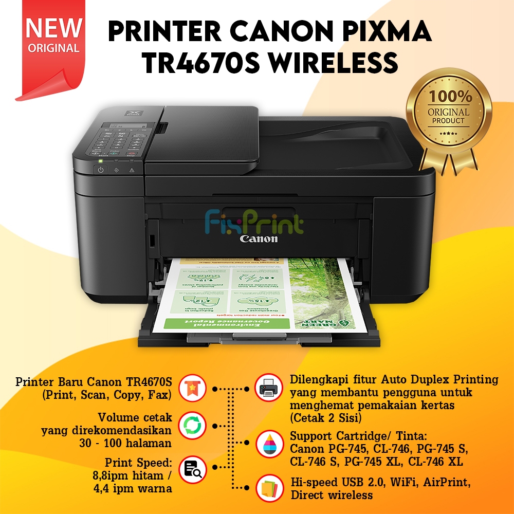 Jual Printer Canon PIXMA TR4670S Wifi Wireless Print Scan Copy