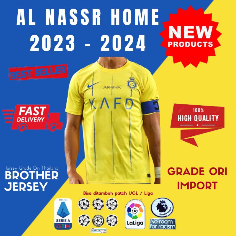 Jual PREMIUM Jersey Al Nassr Home Musim Baru 2023 2024 GRADE AAA