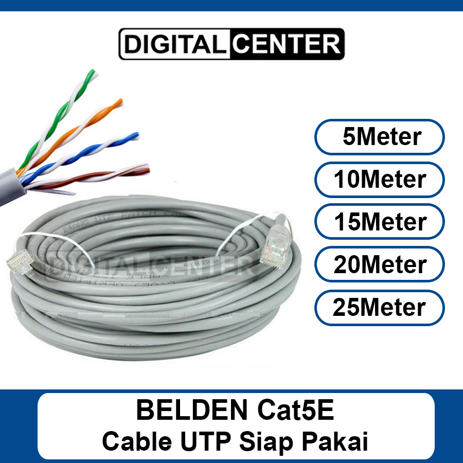 Jual Kabel LAN Belden 5M 10M 15M 20M 25M UTP Cat5E Konektor