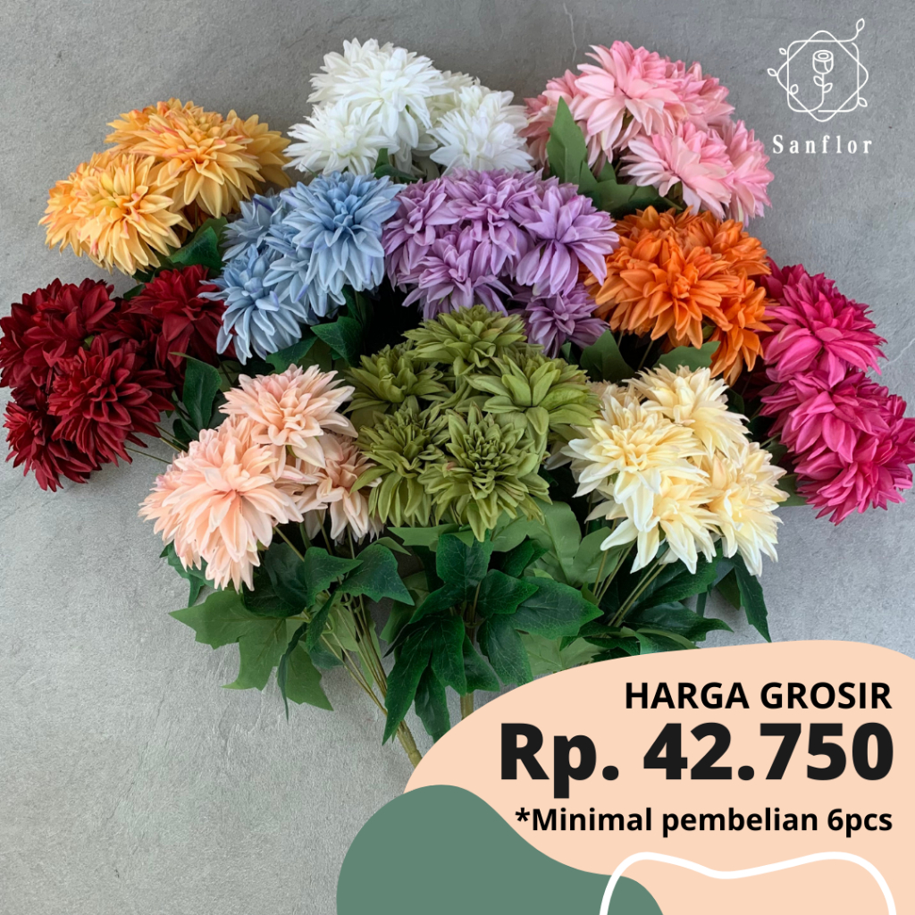 Jual Anemone Dahlia K Bunga Artificial Tanaman Hias Plastik Hiasan