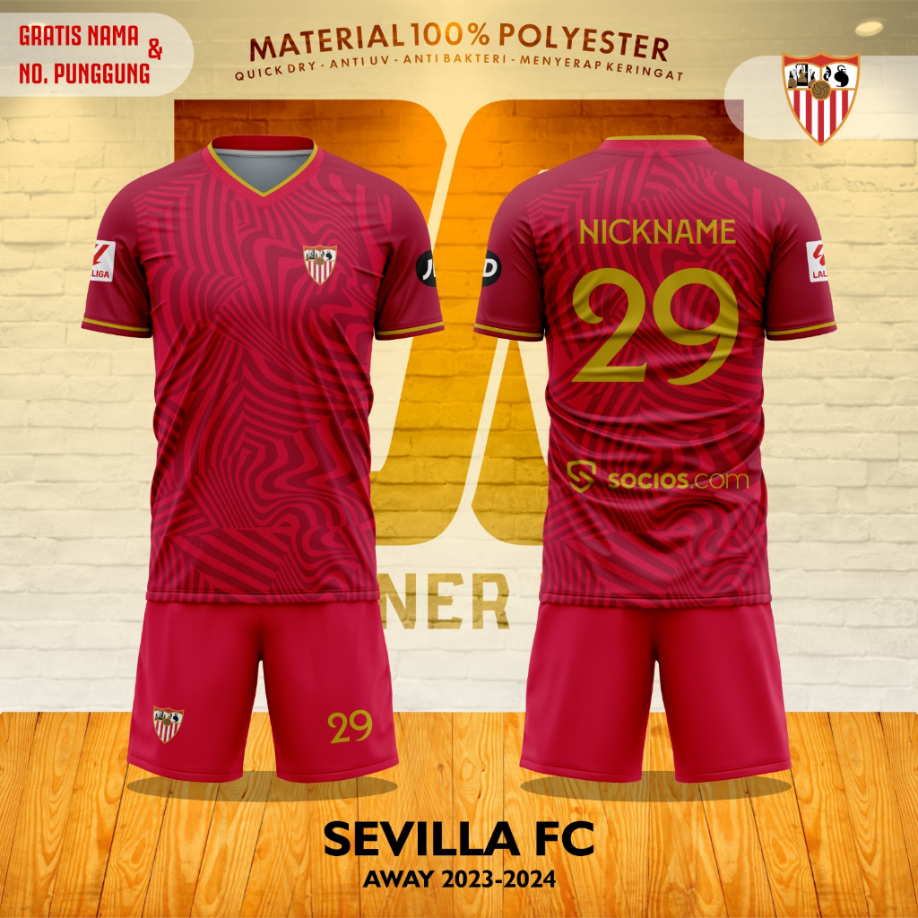 Jual Jersey Kaos Baju Atasan SUPORTER SEVILLA FC AWAY 2023 2024