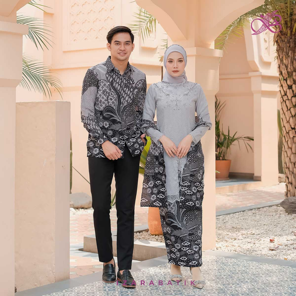 Jual Calista Silver Setelan Baju Kebaya Batik Modern Couple Wisuda