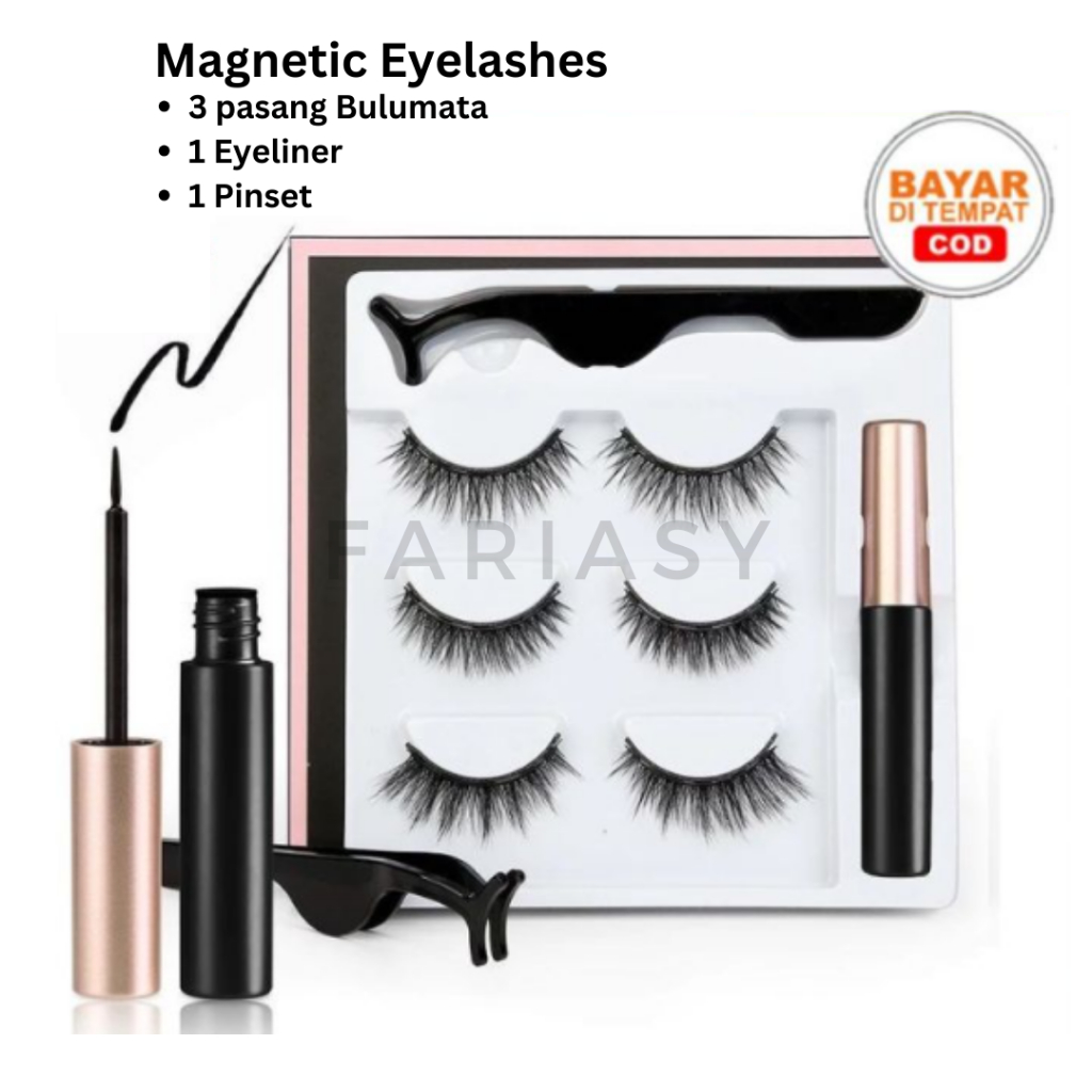 Jual Bulu Mata Magnet 3 Pasang Magnetic Eyelash Eyeliner Free