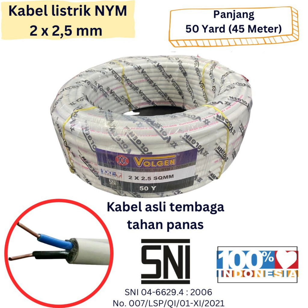 Jual Kabel Listrik NYM Volgen 2 X 2 5 Mm 50 Yard Shopee Indonesia