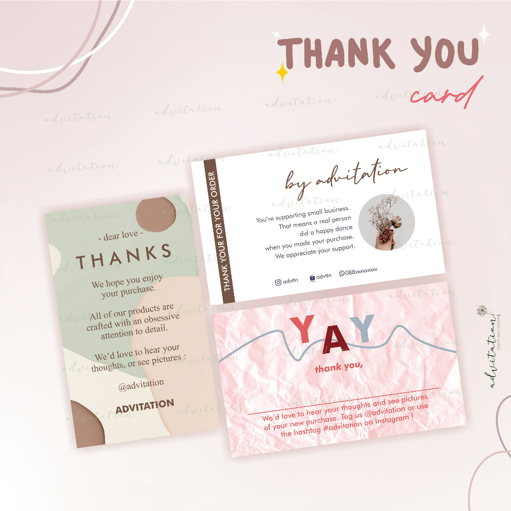 Jual Thank You Card Thanks Card Thank You Card Olshop Kartu Ucapan