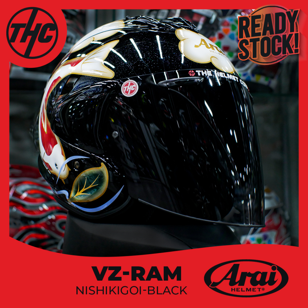 Jual Arai Vz Ram Nishikigoi Black Half Face Helmet Shopee Indonesia