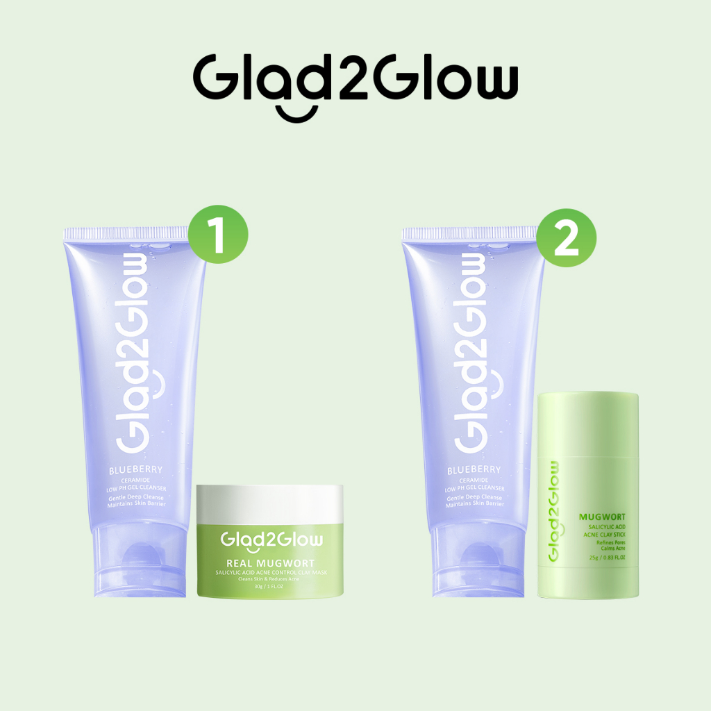 Jual Glad Glow Pcs Face Wash Set Clay Mask Blueberry Facial Cleansing