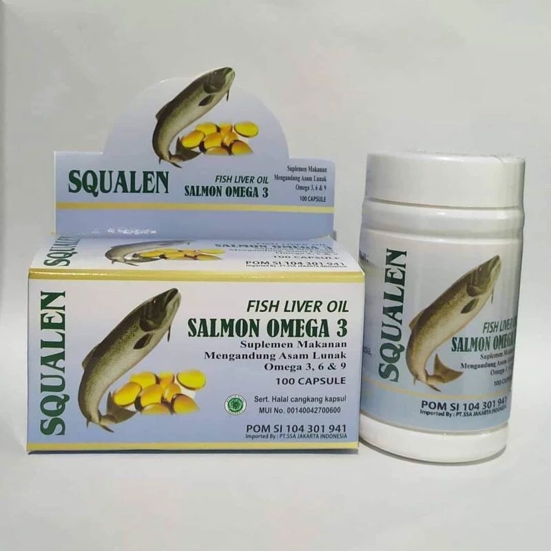 Jual MINYAK IKAN SALMON SQUALEN 100 KAPSUL SQUALEN FISH LIVER OIL