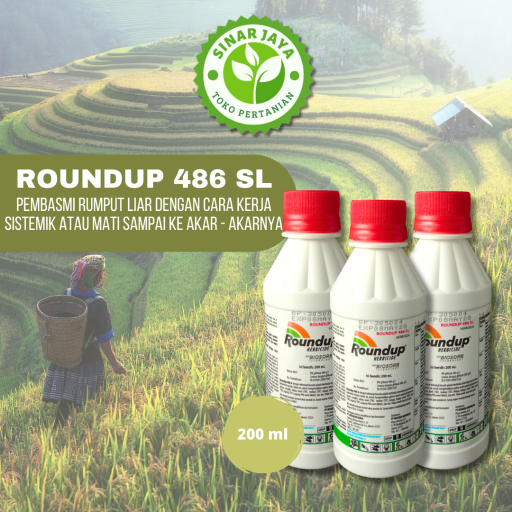 Jual 100 ORIGINAL Roundup 486 SL Herbisida Pembasmi Rumput Liar