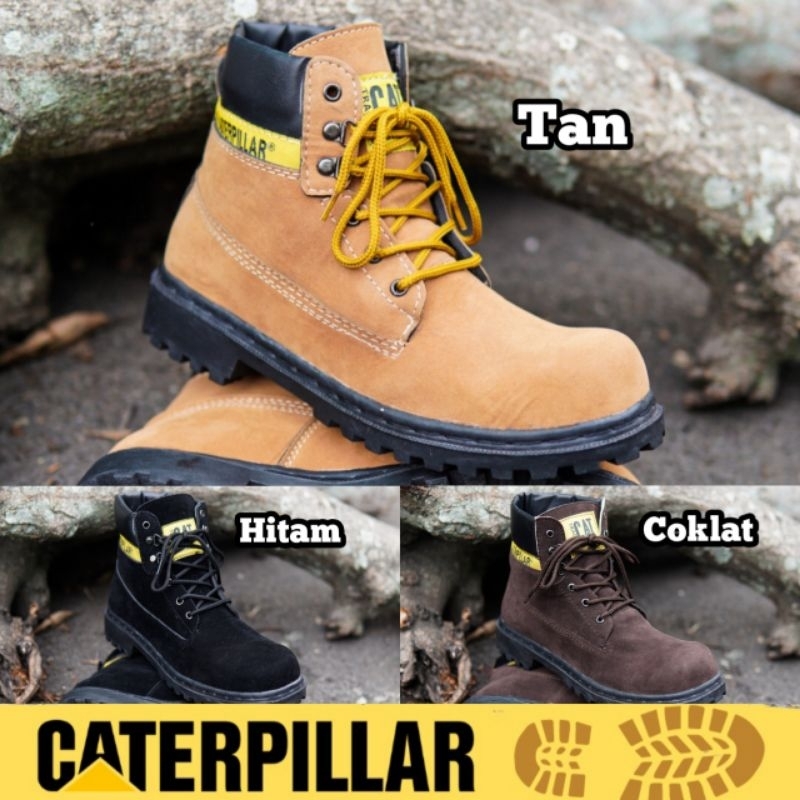 Jual Sepatu Safety Pria Ujung Besi Caterpillar Sby Kerja Lapangan Cod