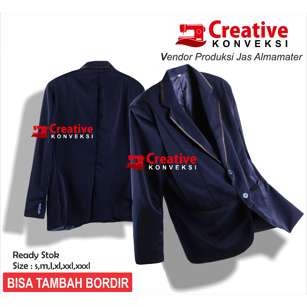 Jual Jas Almamater Navy Lis Hitam Bisa Tambah Bordir Shopee Indonesia