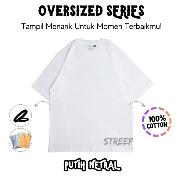 Jual Streep Cco Kaos Polos Pendek Oversized Putih Netral Original