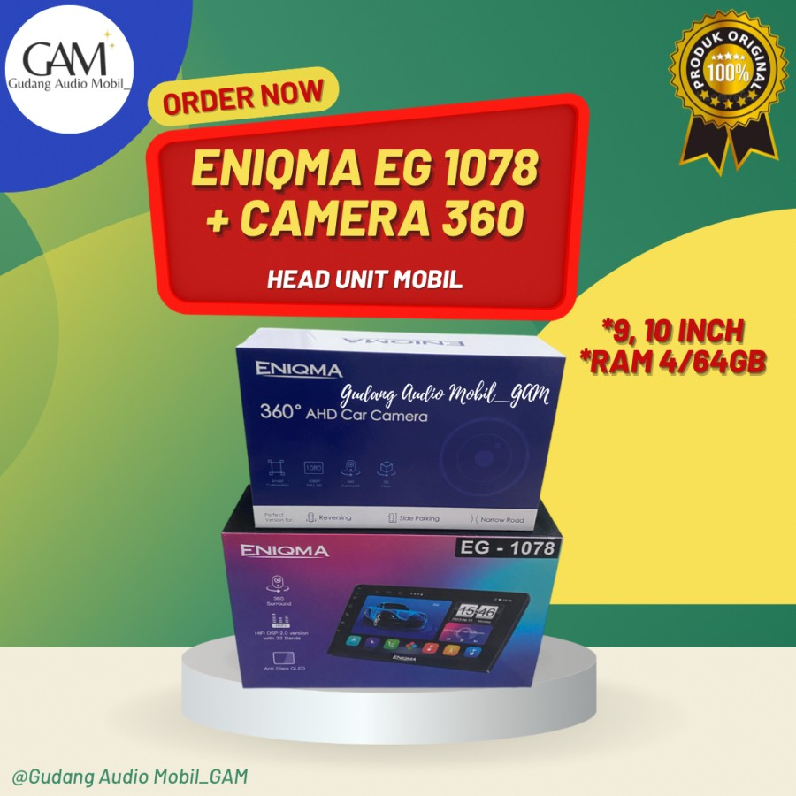 Jual HEAD UNIT ANDROID ENIQMA 1078 EG1078 9 10 INCH QLED ENIGMA CAM