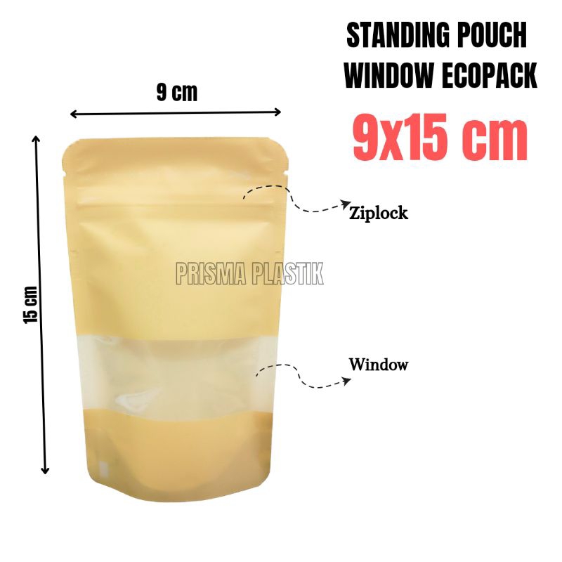 Jual Standing Pouch EXOPACK Window 9x15 KPACK Kemasan Kopi Paper Kraft