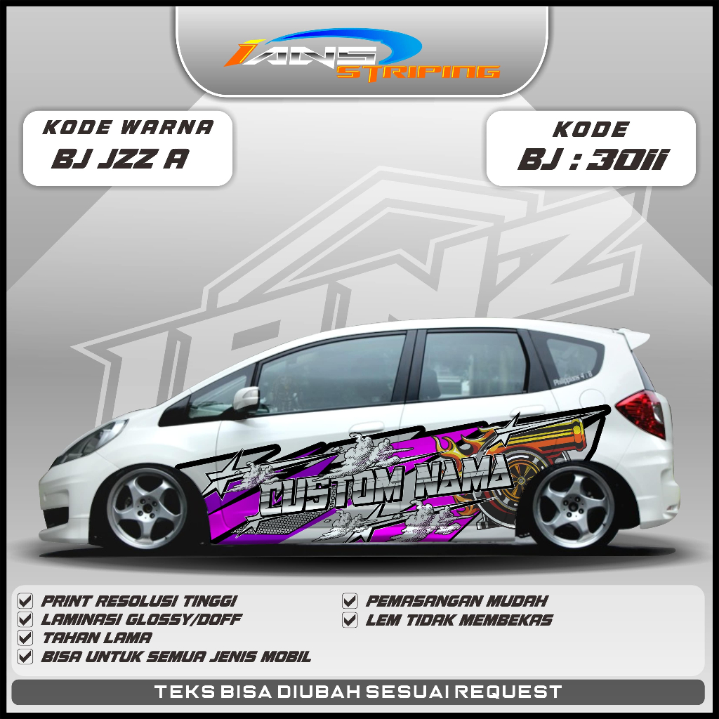 Jual Bj Decal Sticker Mobil Free Custom Nama Mobil Jazz Brio