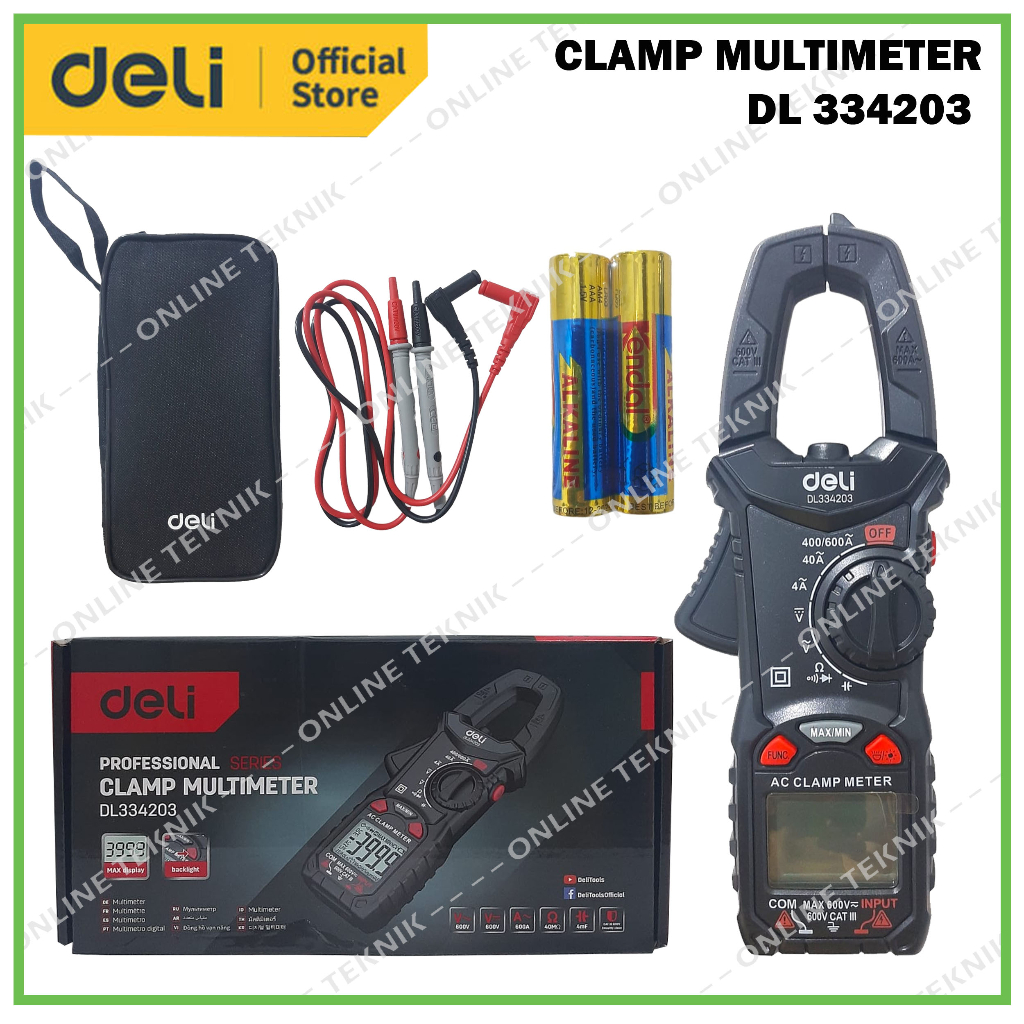 Jual DELI Clamp Multimeter DL334203 Original Tang Ampere Professional