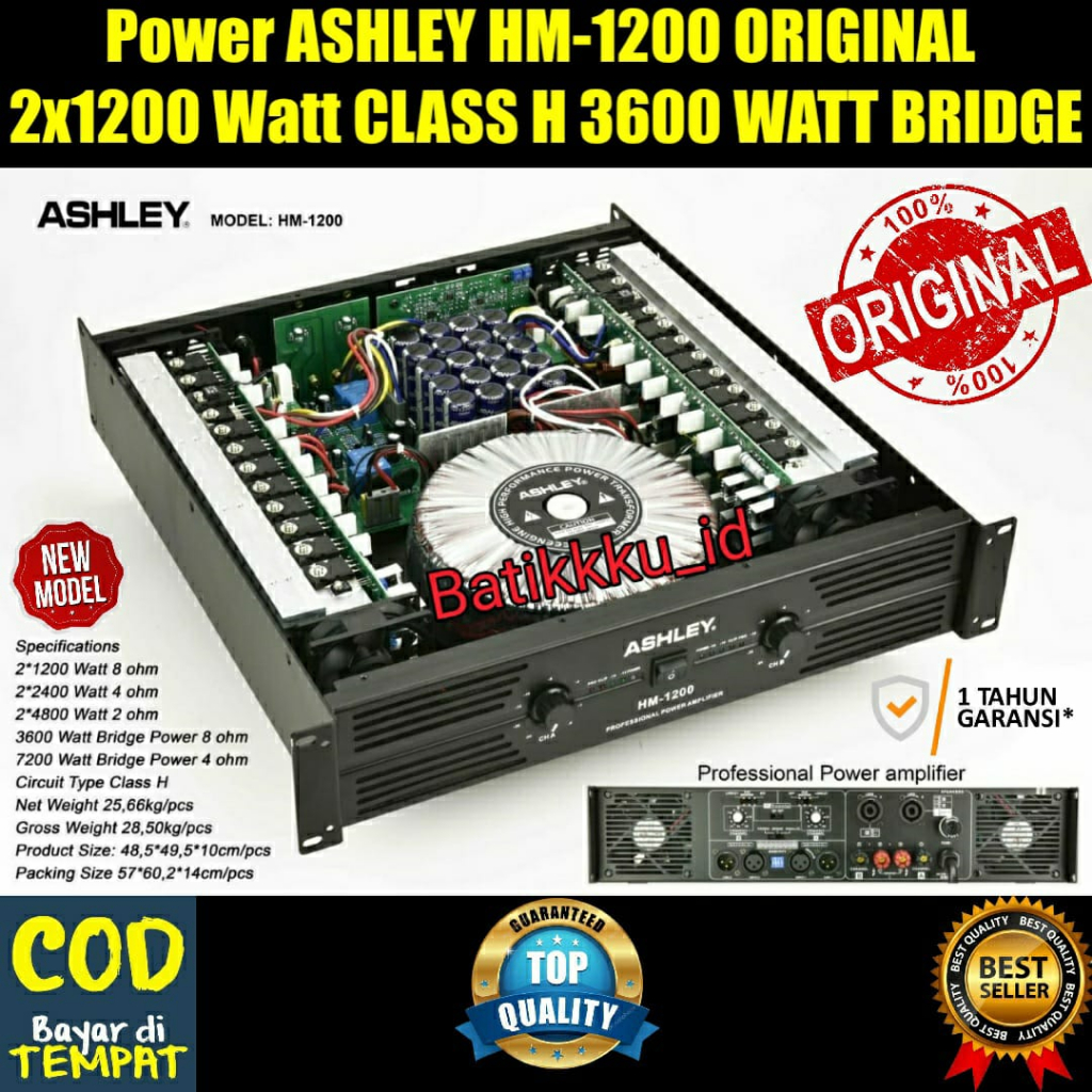 Jual Power ASHLEY HM 1200 HM1200 ORIGINAL 2x1200 WATT CLASS 2 CH NEW