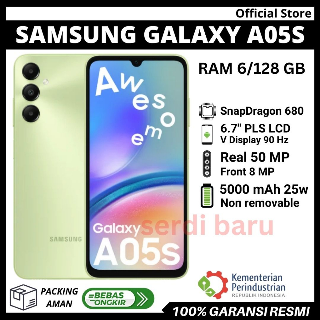 Jual SAMSUNG GALAXY A05S 6 128 GB GARANSI RESMI SAMSUNG GALAXY A05s