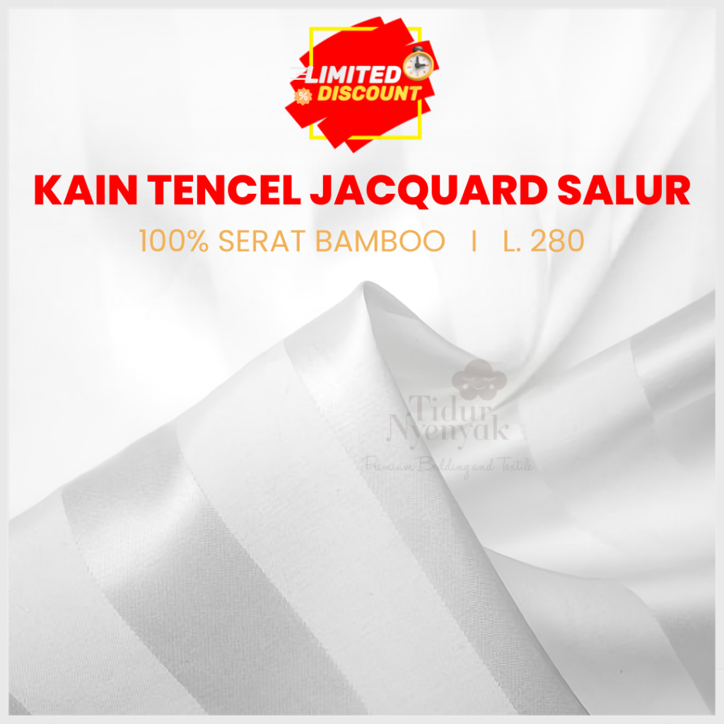 Jual Kain Sutra Tncl Salur Cm Bamboo Organik Stripe Cm Polos Putih