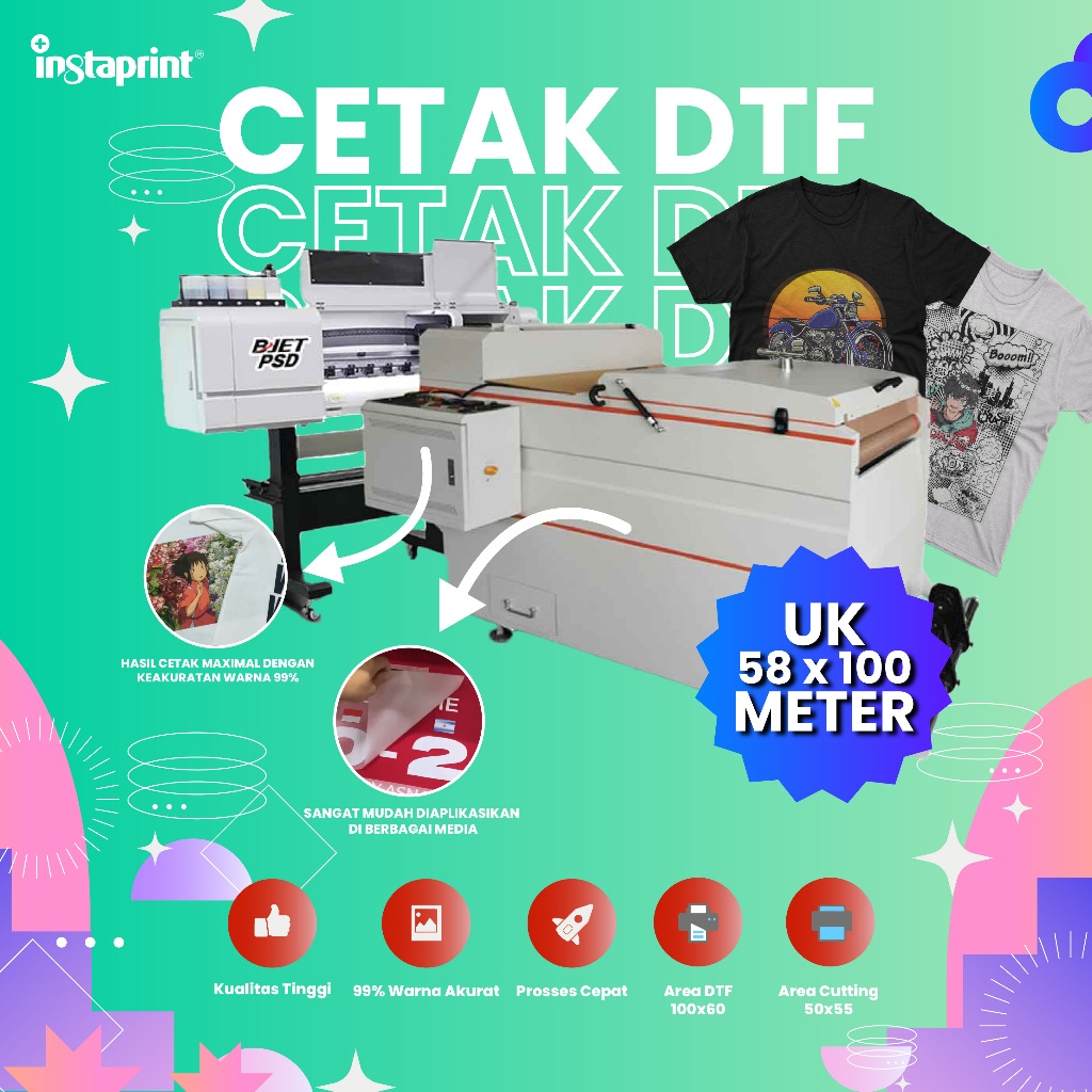 Jual Cetak DTF Meteran Murah Print BajuDTF Meteran Sablon Baju