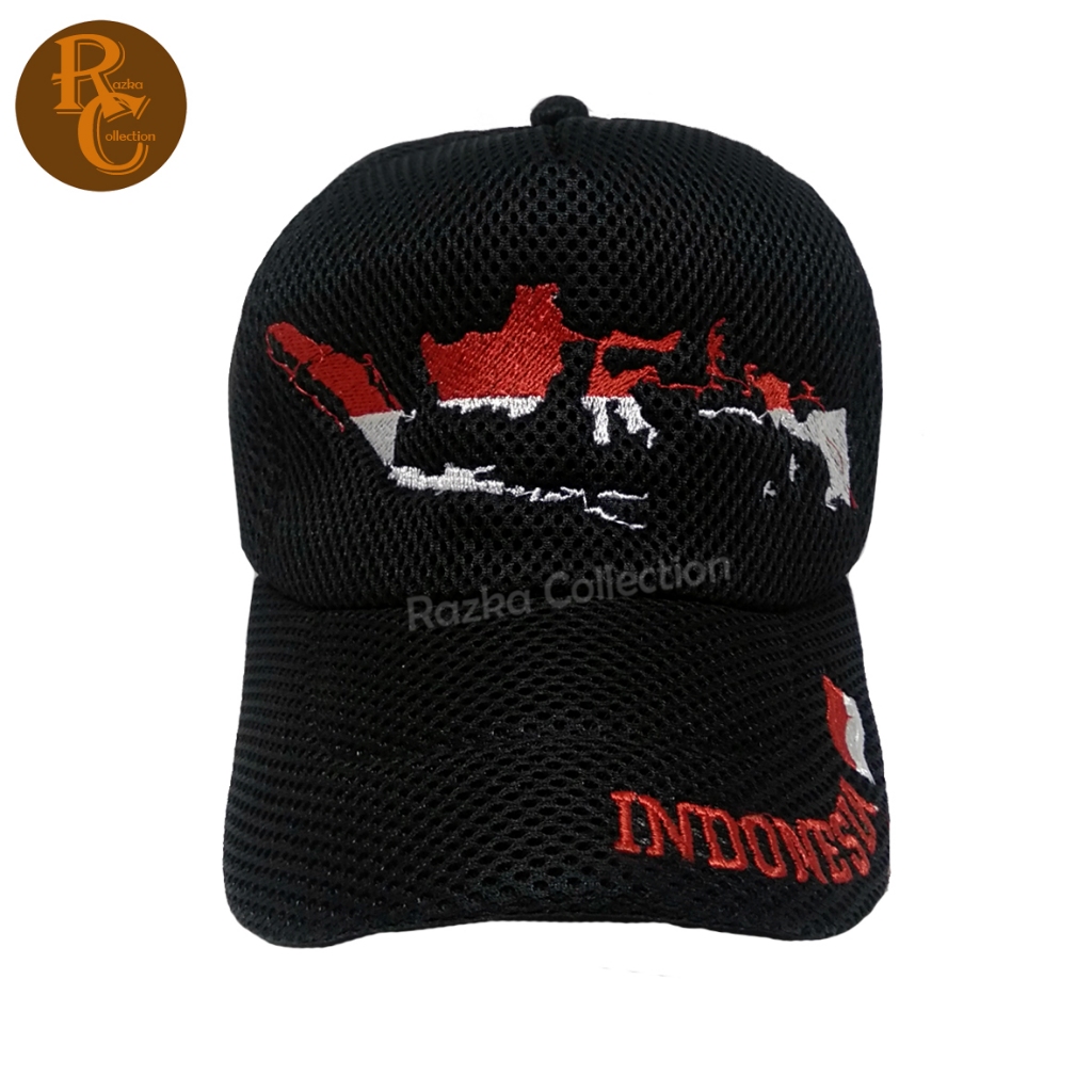 Jual Topi Jaring Doublemess Logo Peta Indonesia Topi Jaring Bahan