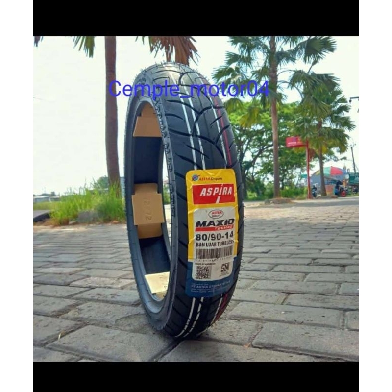 Jual BAN TUBLES ASPIRA MAXIO TECHNO 80 90 14 BAN DEPAN ALL METIC GRATIS