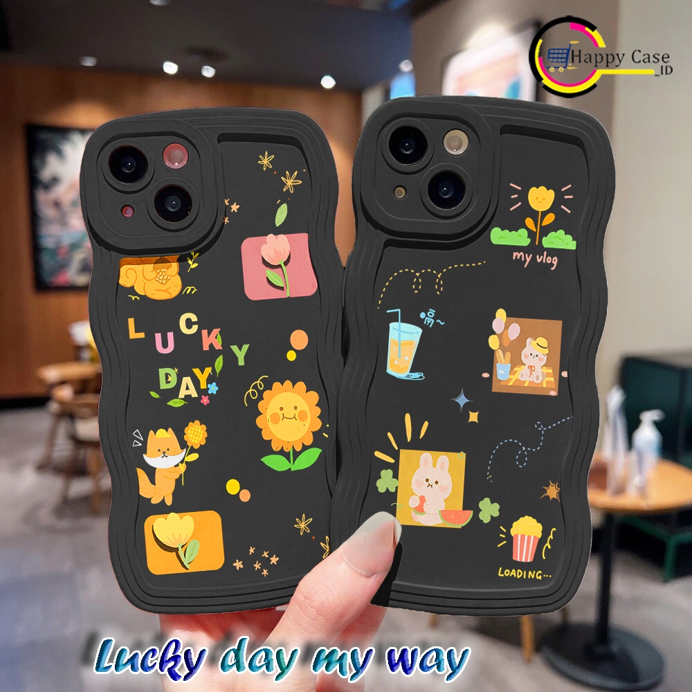 Jual Softcase Case Gelombang Hitam Custom Lucky Day My Vlog Untuk