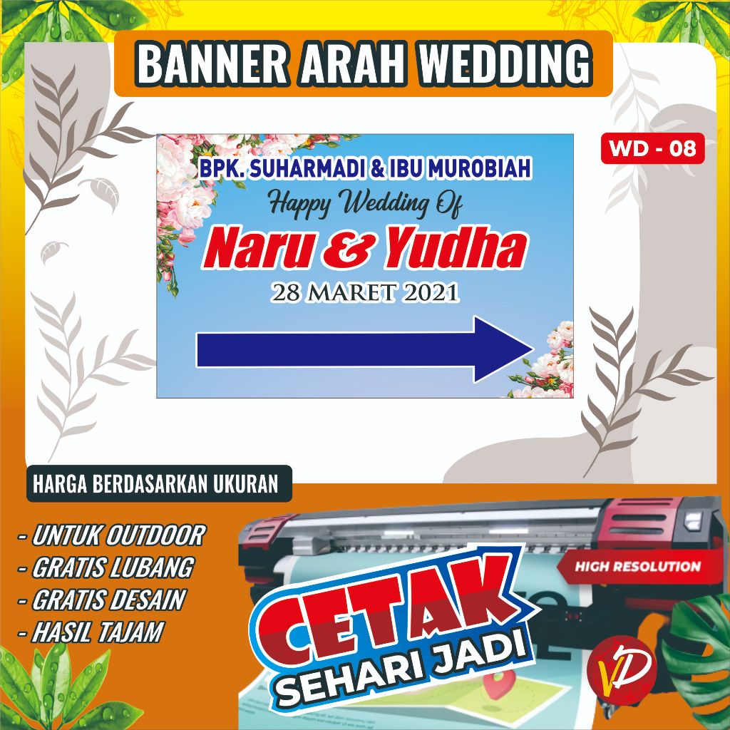 Jual Cetak Banner Arah Panah Pernikahan Banner Selamat Datang