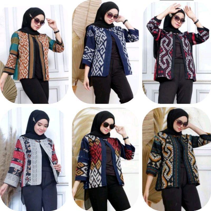 Jual Outer Tenun Blazer Tenun Cardy Blouse Tenun Etnic Motif