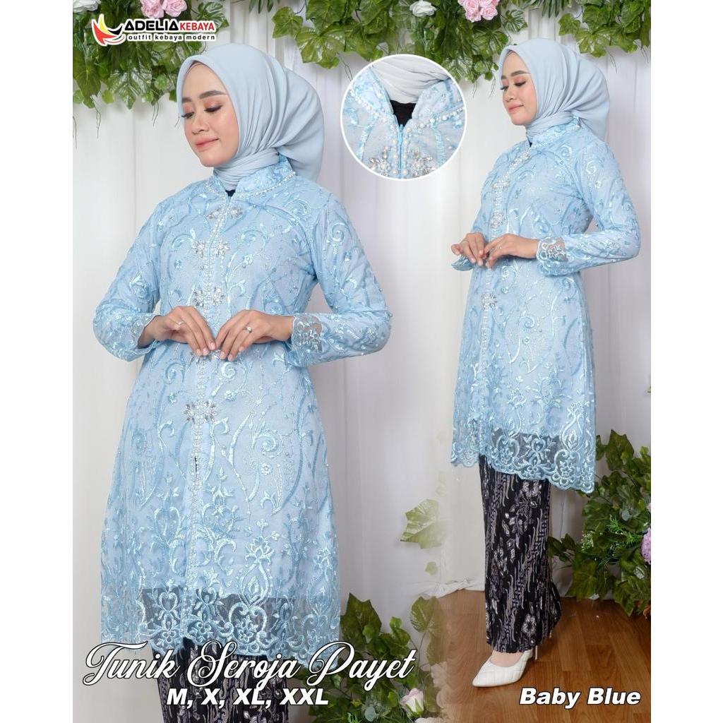 Jual AK Setelan Kebaya Tunik Seroja Payet Kebaya Modern Bahan