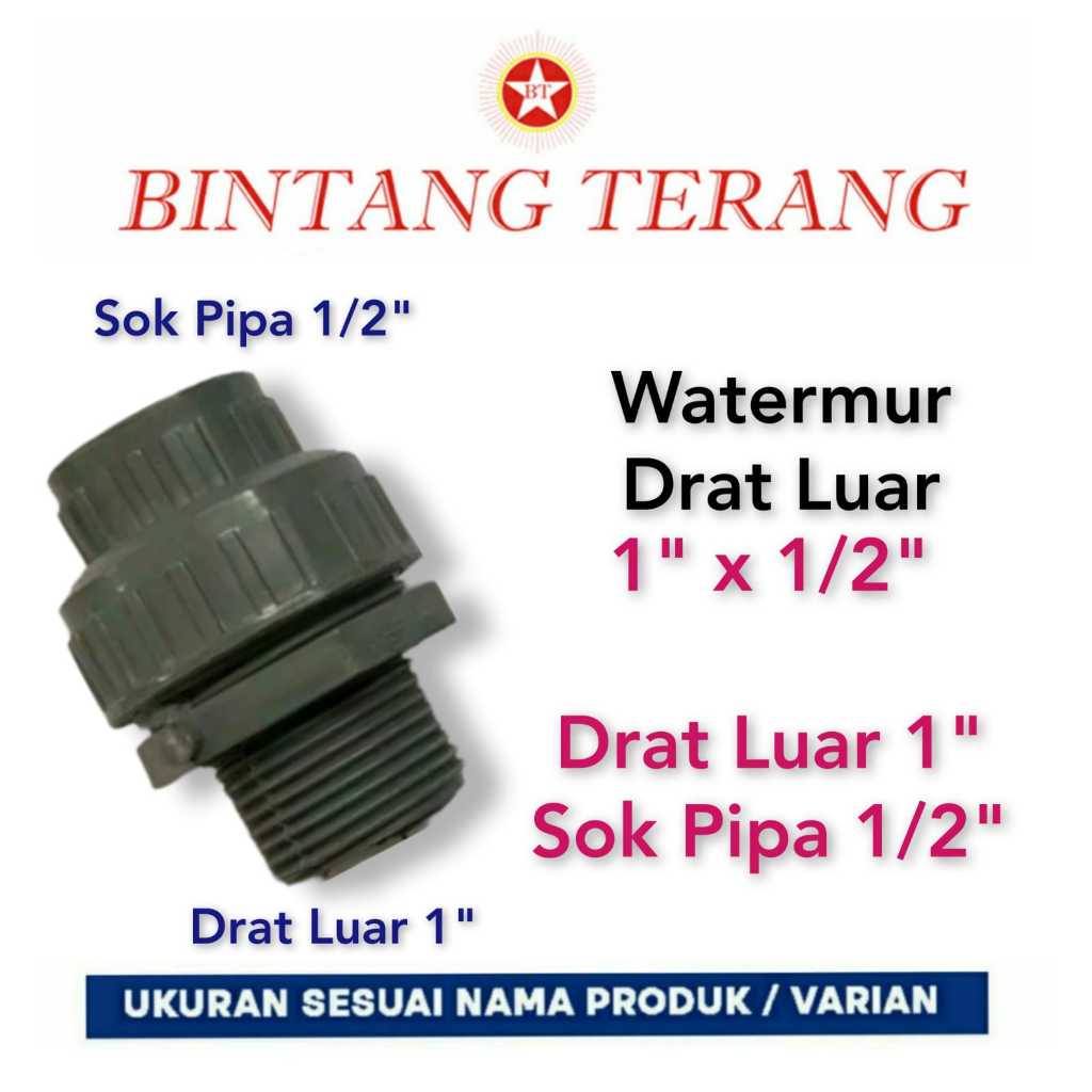 Jual Watermur Drat Luar X Inch Water Mur Pompa Sanyo Union