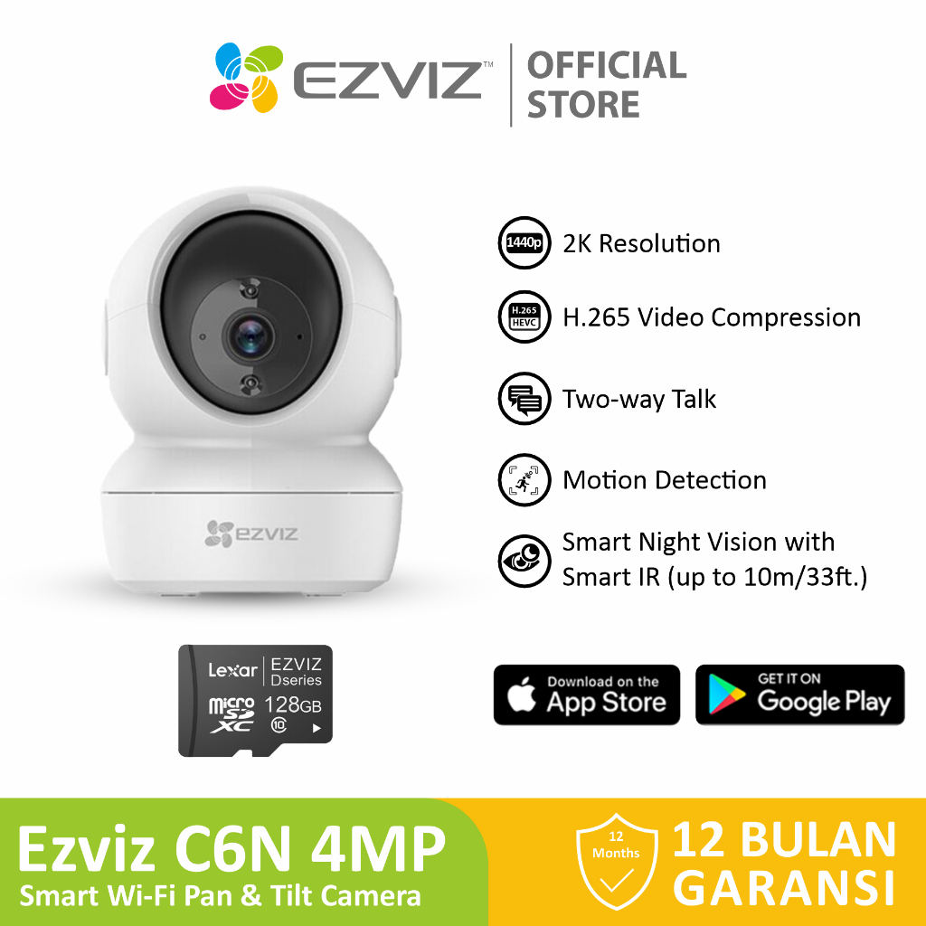 Jual Ezviz C6N 4MP Smart Home IP Camera CCTV Indoor W SD Card 64 128