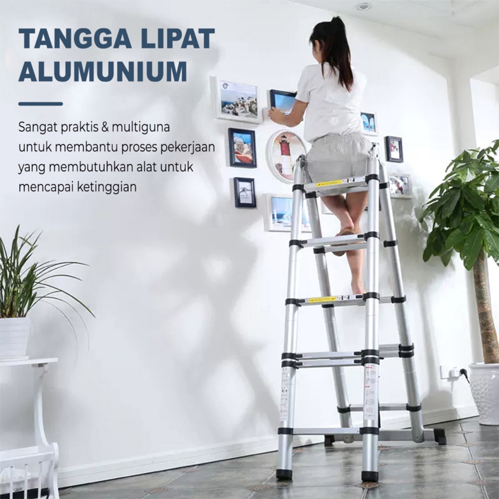 Jual Tangga Lipat Aluminium Teleskopik 5M Double Telescopic Ladder 5