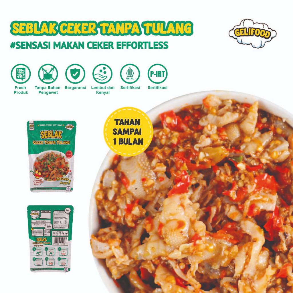 Jual Geli Food Seblak Ceker Mercon Pedas Tanpa Tulang Instan Dakbal